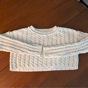 🧍 🧍‍♀️ Free People Cropped Knit Cream Sweater 🧍‍♂️ 🧍